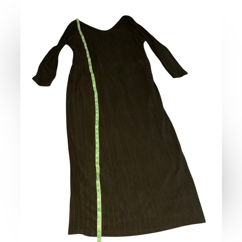 SHEIN 4X Black V-Neck front and back Long Sleeve ribbed maxi NWOT